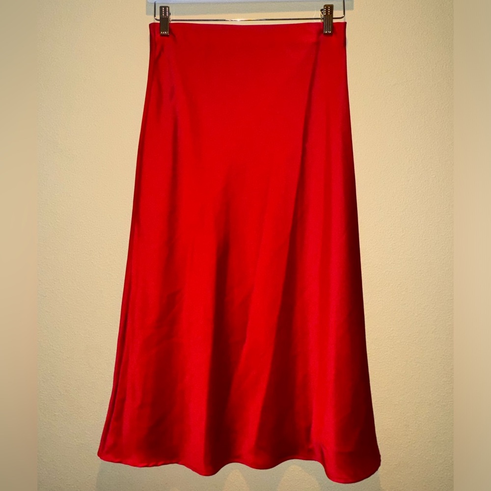 RED RENEE C MIDI SLIP SKIRT S